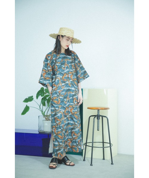 「ROSE BUD」 7分袖ワンピース ONE SIZE ブルー レディース_画像5
