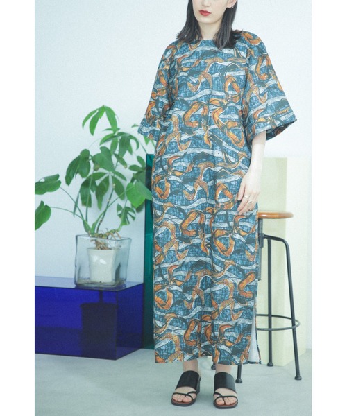「ROSE BUD」 7分袖ワンピース ONE SIZE ブルー レディース_画像8