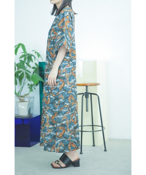 「ROSE BUD」 7分袖ワンピース ONE SIZE ブルー レディース_画像9