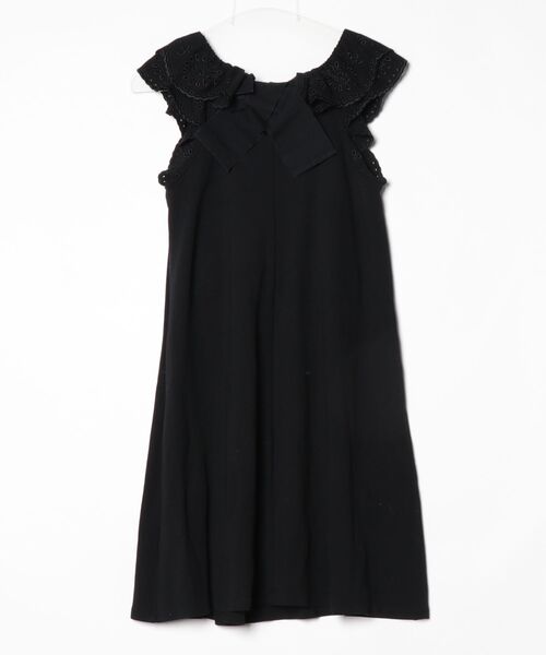 「RED VALENTINO」 レース半袖ワンピース S ブラック レディース_画像2