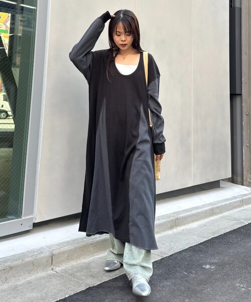 「etsinta」 長袖ワンピース ONE SIZE ブラック レディース_画像2