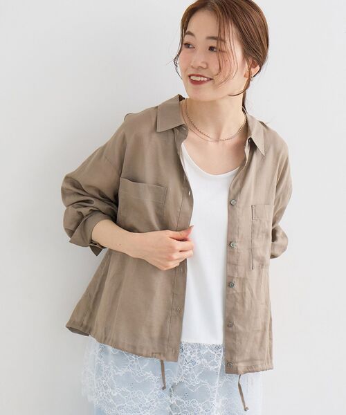 ブラウス シャツ 裾ドロストシアーシャツ レディースの画像