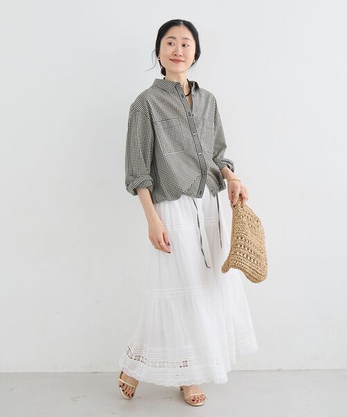 ブラウス シャツ 裾ドロストシアーシャツ レディースの画像