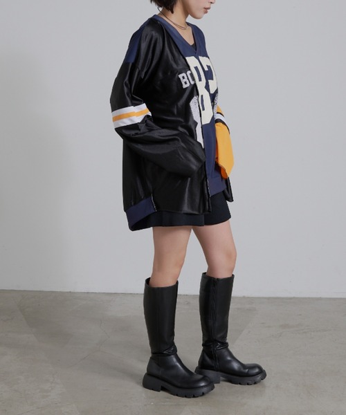 「etsinta」 長袖カットソー ONE SIZE ネイビー レディース_画像9
