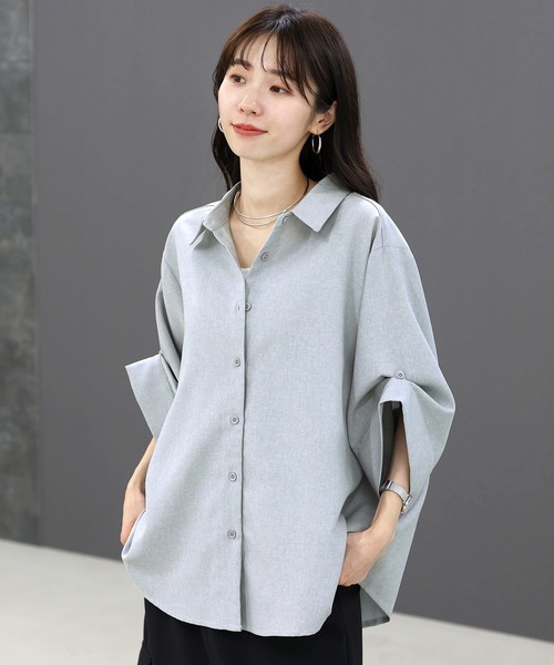 ■即発送■ 新品 UTAA ユタ レディース シャツ トップス 半袖 Sサイズ Aletta vita ブラウス シャツ エステルツイル2WAYスリーブ半袖シャツ