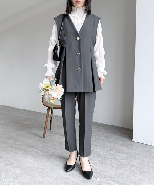 「reca」 パンツスーツ L ネイビー レディース_画像2