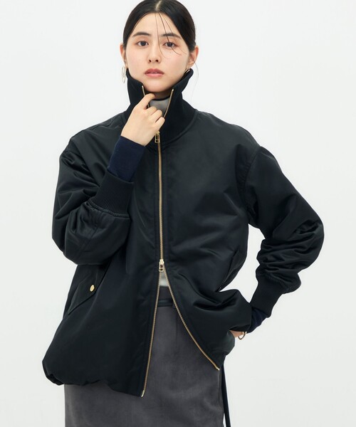 【HALEINE】韓国限定 ノーカラージャケットブラック ma1 完売品 NOLLEY'S（ノーリーズ） ma1 ma-1 「撥水/透湿性」ウォッシャブル