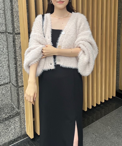 「one after another NICE CLAUP」 ニットカーディガン FREE チャコールグレー レディース_画像5