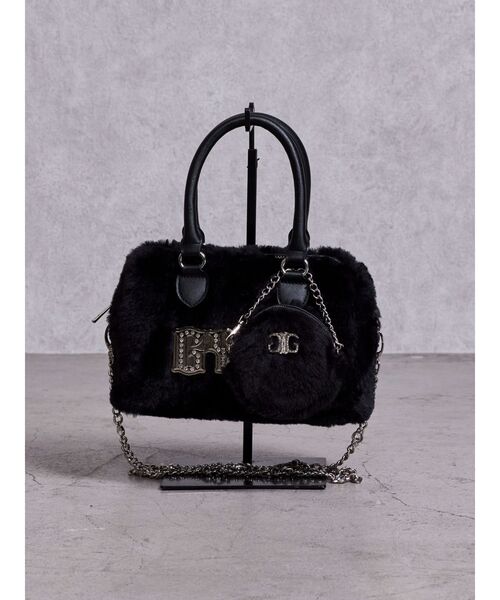 GYDA（ジェイダ） ハンドバッグ GYDA bijouプレートフェイクファーBAG