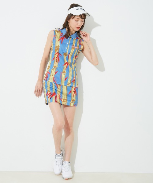 【新品未使用】ジュンロペ　バンブー柄プリント　セットアップ JUN&ROPE' スカート 「セットアップ対応」「UV」「吸水速乾