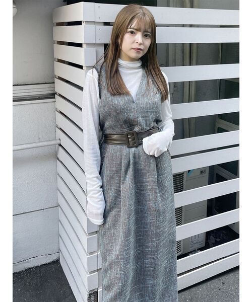 MURUA（ムルーア） ワンピース ツイードジャンパースカート レディース