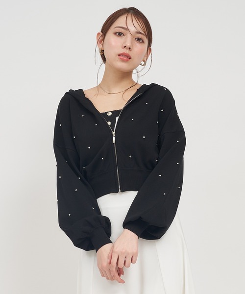 royal party ビジューニットパーカー ROYAL PARTY パーカー ビジューニットパーカー レディース
