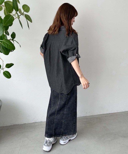 ZAFUL ハーフボタン ロールアップ 半袖 シャツ【送料込み】 アー・ヴェ・ヴェ a.v.v ロールアップハーフスリーブTシャツ