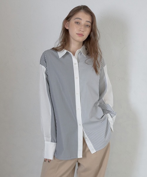 ブラウス シャツ 「MINERTE」multi stripe shirt / ミックスストライプシャツ レディース