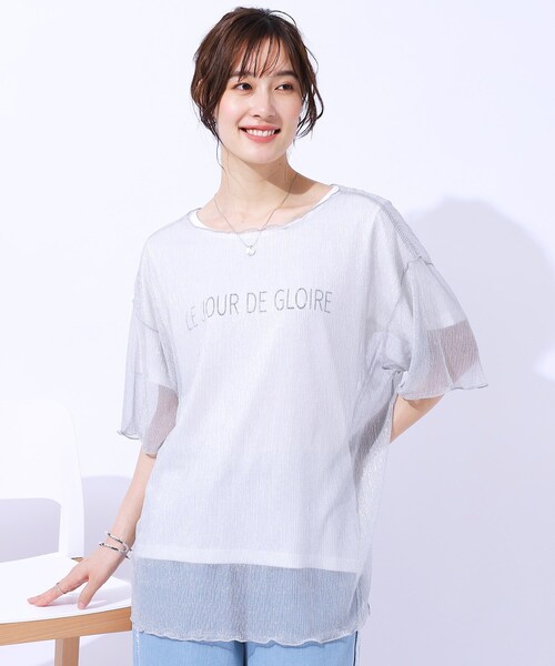 T出品 Cutie Blonde 「2点セット」ラメシアーTOPS × ロゴTシャツ