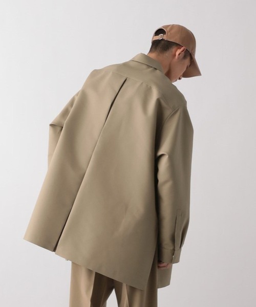 スタンバーグバックプリーツシャツジャケットブラックL