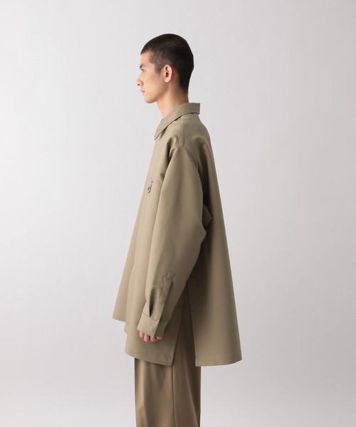 シャツ ダブルクロスバックプリーツシャツジャケット メンズ  