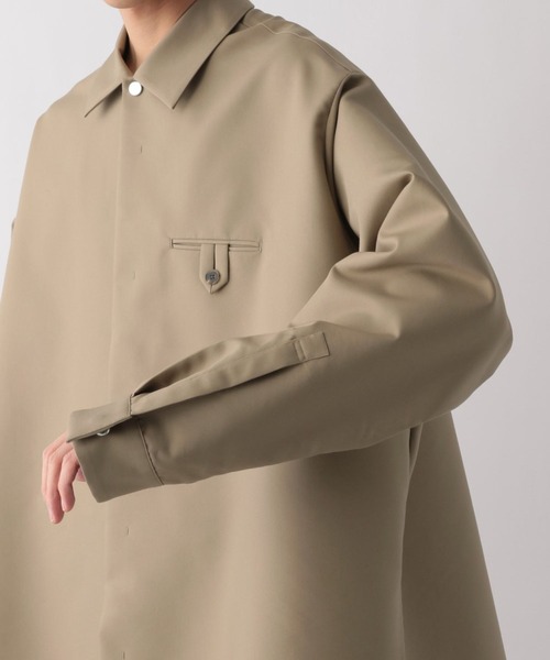 スタンバーグバックプリーツシャツジャケットブラックL