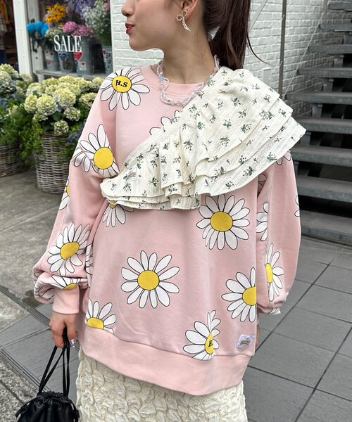 tシャツ 「HELLO.SANFRANCISCO/ハローサンフランシスコ」フラワープリントマルチウェイフリルベルト レディース