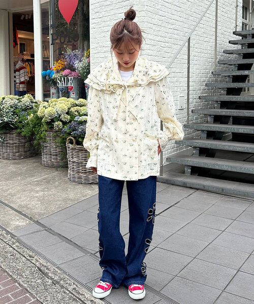 tシャツ 「HELLO.SANFRANCISCO/ハローサンフランシスコ」フラワープリントマルチウェイフリルベルト レディース HELLO.SANFRANCISCO tシャツ 「HELLO.SANFRANCISCO/ハロー