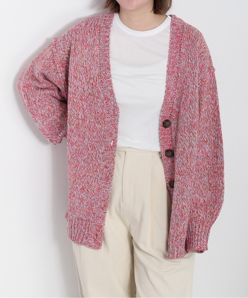 cepo（セポ） カーディガン 8色ミックスカラー Vネックカーディガン