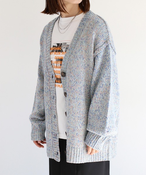 cepo（セポ） カーディガン 8色ミックスカラー Vネックカーディガン