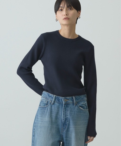 ニット セーター クルーネックリブプルオーバー レディース AMERICAN HOLIC ニット セーター バイパチクルーネック