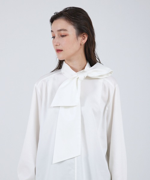 美品　qualiteブラウス qualite ブラウス シャツ デニムボウタイブラウス レディース