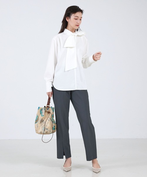 美品　qualiteブラウス qualite ブラウス シャツ デニムボウタイブラウス レディース