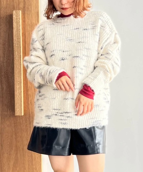 ニット セーター カスリ柄あぜ編みニット 「低身長・小柄女性」 レディース