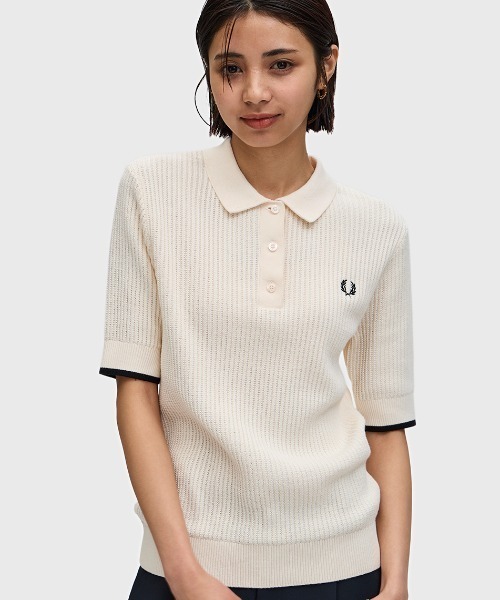 FRED PERRY ニットポロシャツ　レディース FRED PERRY ポロシャツ ポロ Open-Knit Polo Shirt／オープン