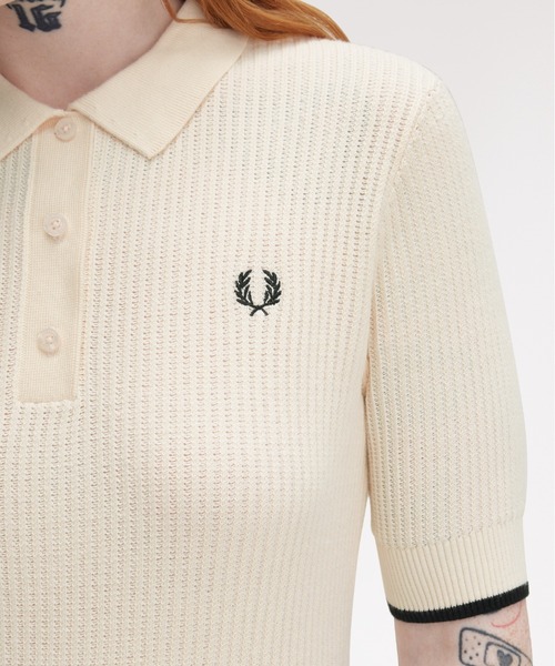 FRED PERRY ニットポロシャツ　レディース FRED PERRY ポロシャツ ポロ Mesh Knit Polo Shirt／メッシュ