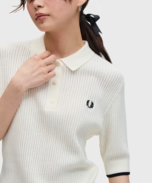 【美品】FRED PERRY / プリーツ / ポロシャツ/ニット Mesh Knit Polo Shirt(10 760：LIGHT ECRU): | FRED PERRY JAPAN