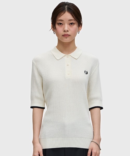 FRED PERRY ニットポロシャツ　レディース FRED PERRY ポロシャツ ポロ Tartan Knitted Polo Shirt