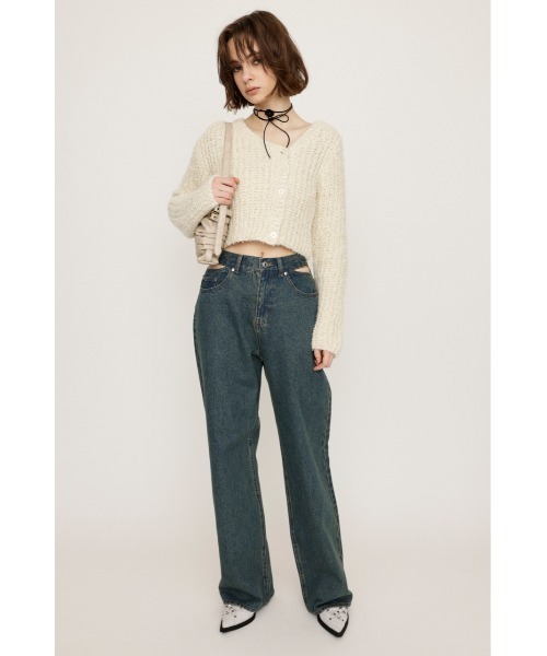 SLY ニットカーディガン　テープヤーン　スラント　ネック　カーデ SLY カーディガン TAPE YARN SLANT NECK CD テープヤーン