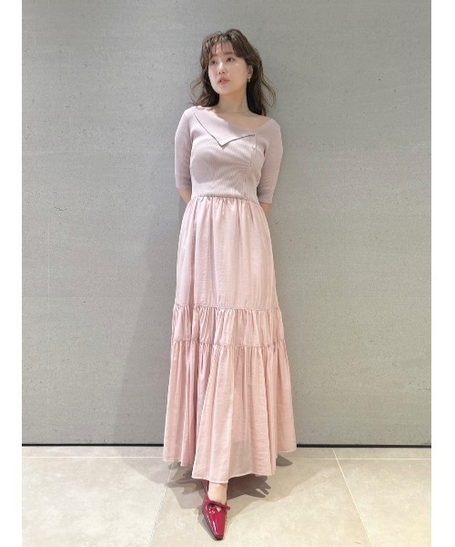 lilybrown アシメカラーニットコンビワンピース LILY BROWN ワンピース アシメカラーニットコンビワンピース