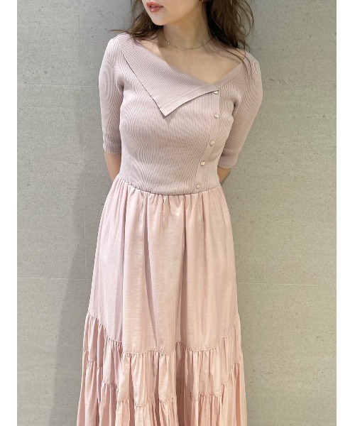 lilybrown アシメカラーニットコンビワンピース LILY BROWN ワンピース アシメカラーニットコンビワンピース