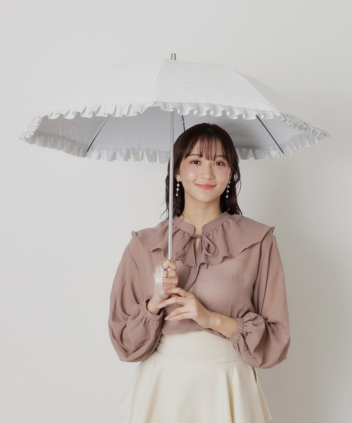 ほぼ新品 ランバン コレクション フリル 日傘 1級遮光 晴雨兼用 LANVIN en Bleu 折りたたみ傘 遮光 晴雨兼用 折りたたみ日傘