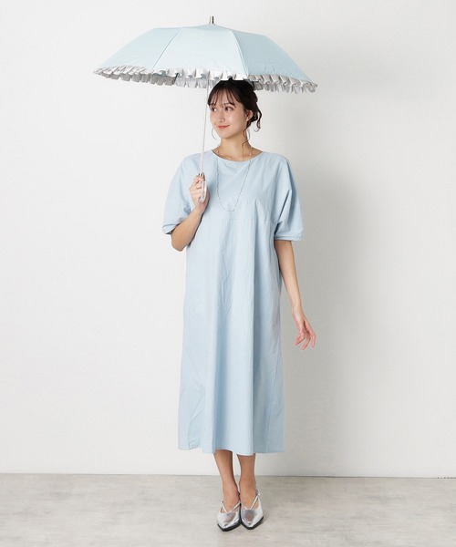 LANVIN en Bleu 遮光晴雨兼用 折りたたみ日傘 ’シャイニーフリル’ 晴雨兼用折りたたみ日傘】ランバン オン ブルー (LANVIN en Bleu