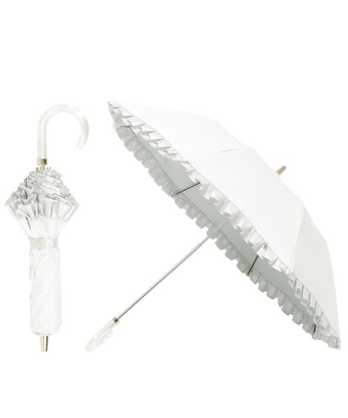 LANVIN en Bleu 遮光晴雨兼用 折りたたみ日傘 ’シャイニーフリル’ セール】遮光 晴雨兼用 折りたたみ日傘 'シャイニーフリル