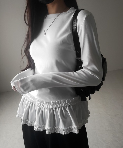 me+em select（ミームセレクト） tシャツ 「 3color 」裾フリル