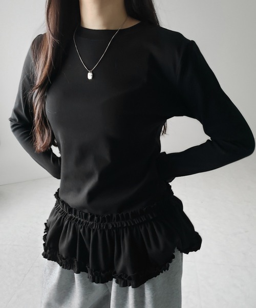 me+em select（ミームセレクト） tシャツ 「 3color 」裾フリル