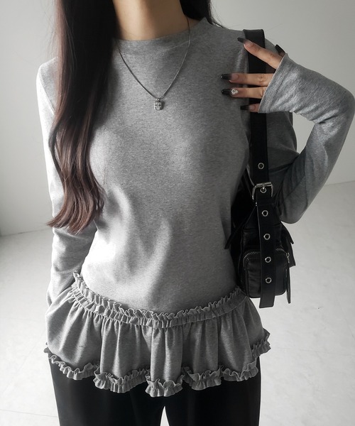 me+em select（ミームセレクト） tシャツ 「 3color 」裾フリル