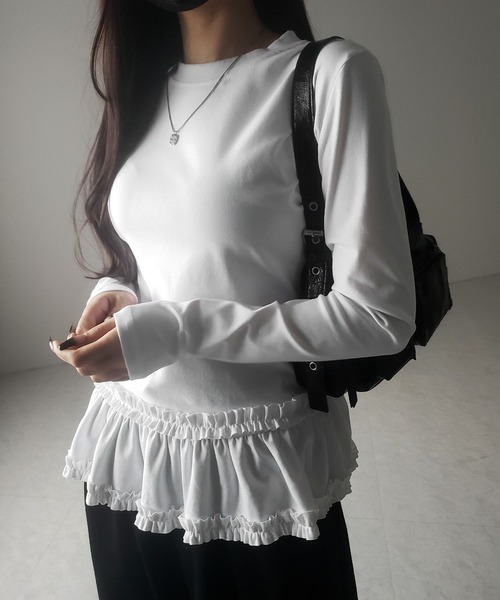 me+em select（ミームセレクト） tシャツ 「 3color 」裾フリル