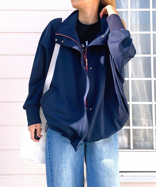 【新品】V12 レディース　ブルゾン　ネイビー　Mサイズ Q ブルゾン アウター ライトダンボール ドルマンブルゾン レディース