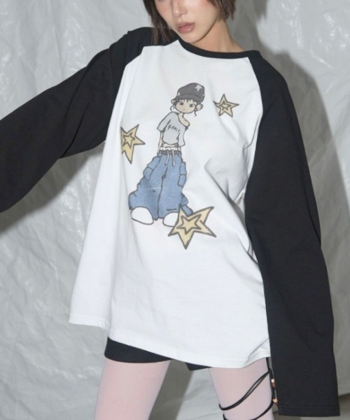 tシャツ 「FANCY CLUB」PONY STAR LONG SLEEVE / 「ファンシークラブ」グラフィックプリントラグラン長袖Tシャツ レディ