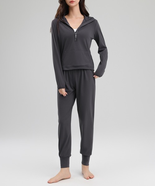 HYS SHOP レギンス スパッツ レディース 長袖2WAYハーフジップ