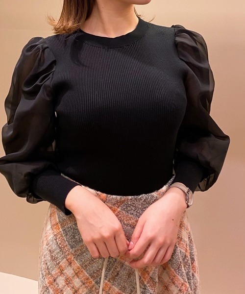 SNIDEL ニット セーター ホットフィットクロップドニットプル