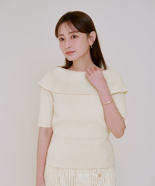 ニット セーター オフショルハーフスリーブニット 「低身長・小柄女性」 レディース ニット セーター オフショルハーフスリーブニット 「低身長