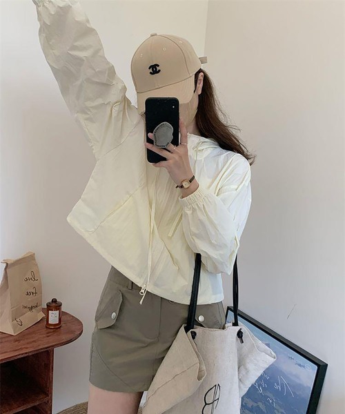【超美品】MARENDONA フード付きジャケット ホワイト　レディース 楽天市場】【アウトレットセール】返品交換不可 バルーン袖